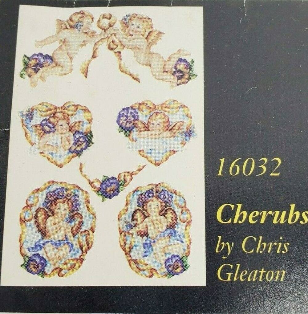 Cherub Angels Decoupage Hand painted Prints by Chris Gleaton Vintage 90s 16032